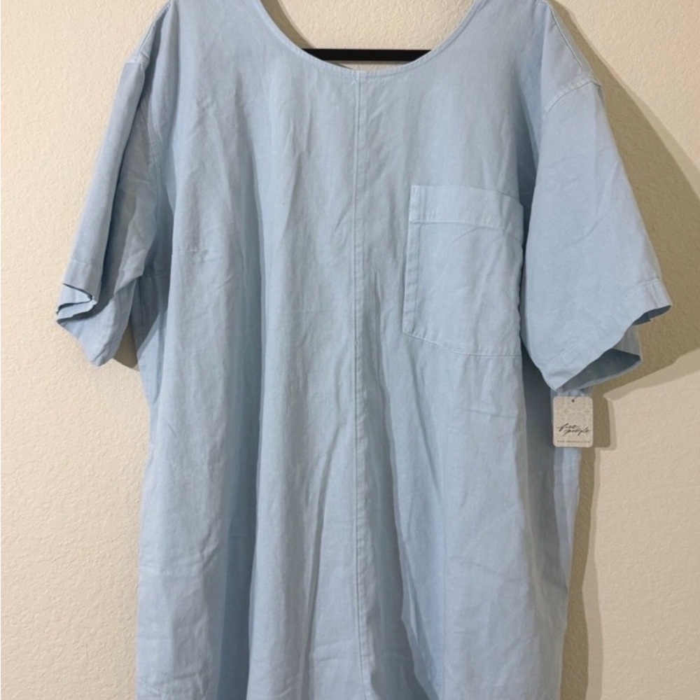 Brand New Free People Free-est Baby Blue Short Sleeve One Piece Romper Large